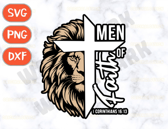 Men of Faith Lion Cross Svg for Embroidery Projects